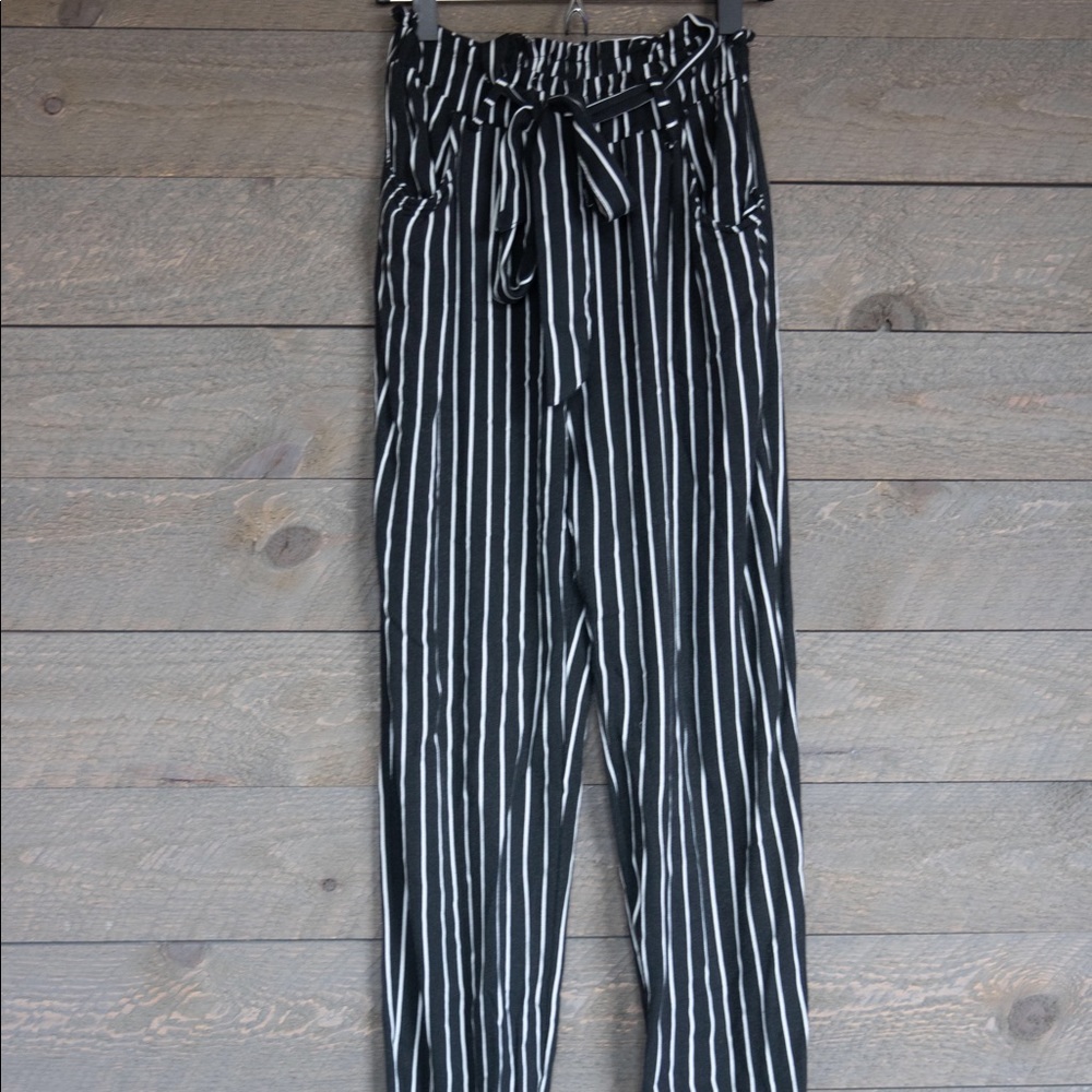 Stripped high waist joggers